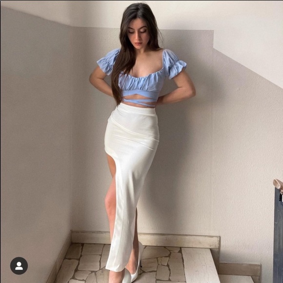 Zara Asymmetric Linen Blend Skirt - Picture 8 of 14